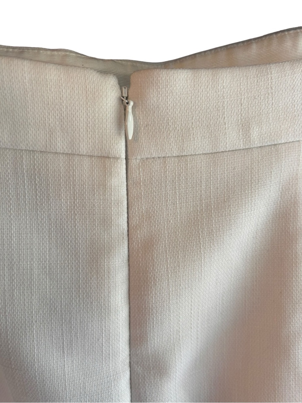 Ann Taylor white linen-look skirt frayed hem faux pockets Size 4 - Picture 3 of 6